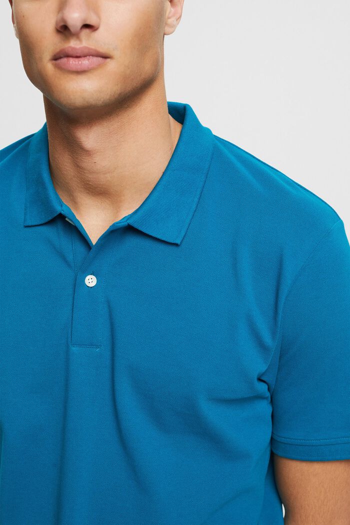 Poloshirt van katoen, TEAL BLUE, detail image number 1