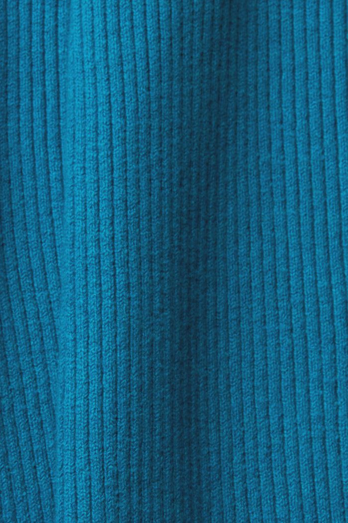 Ribgebreide broek van een wolmix, TEAL BLUE, detail image number 6
