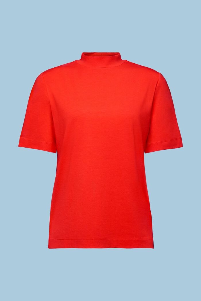 Jersey T-shirt met gesuggereerde hals, RED, detail image number 6