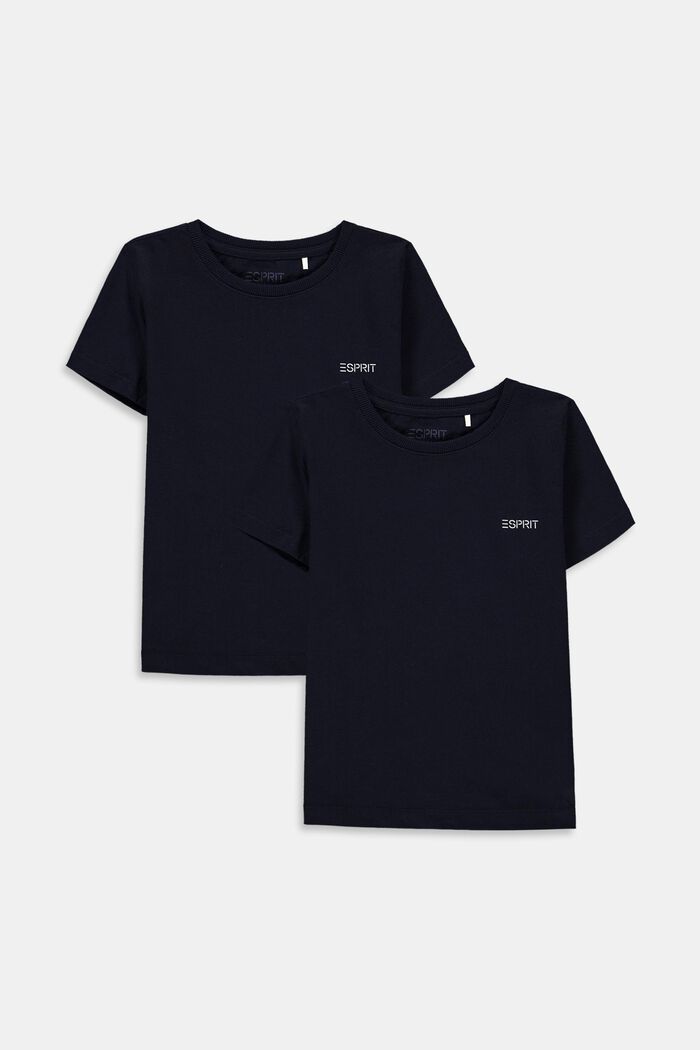 Set van 2 T-shirts van 100% katoen, NAVY, overview
