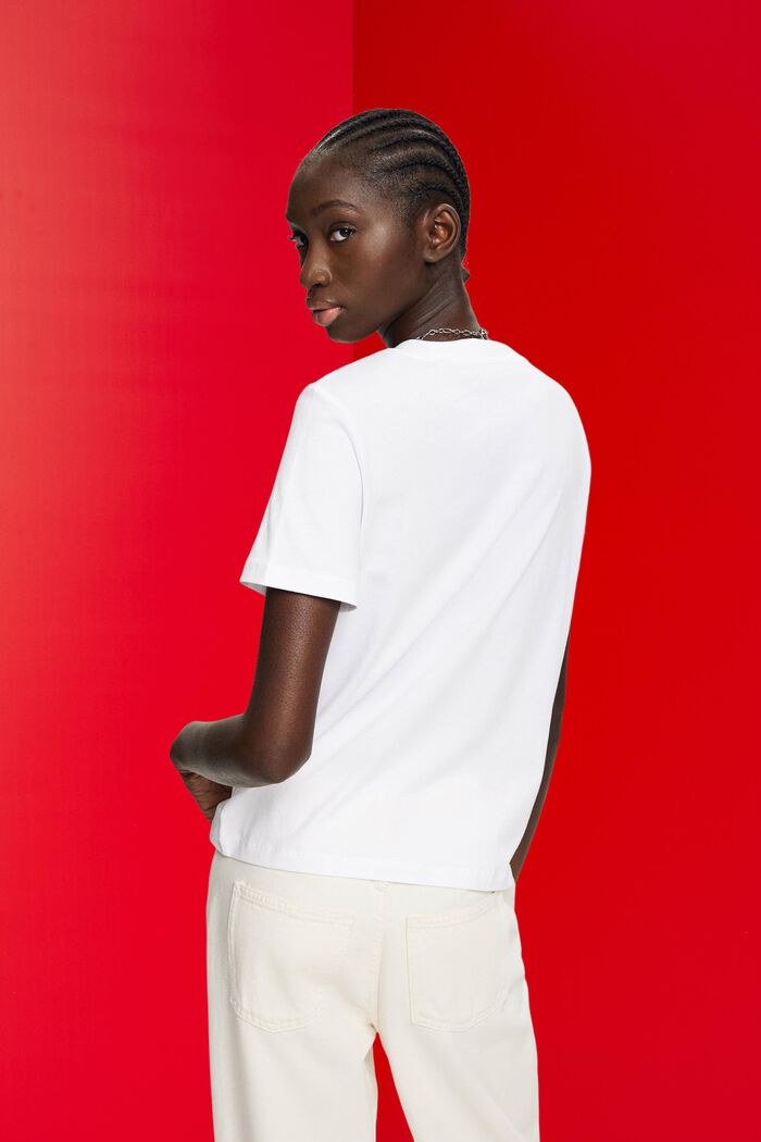 Katoenen T-shirt met print op de voorkant, WHITE, detail image number 3