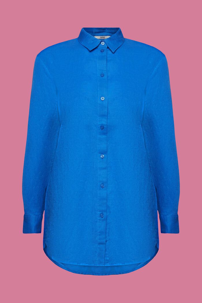 Overhemd van een mix van linnen en katoen, BRIGHT BLUE, detail image number 6
