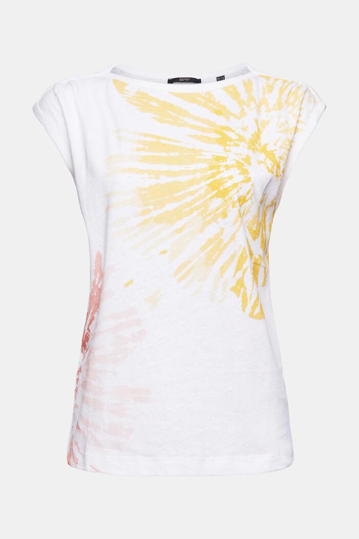 Van een linnenmix: T-shirt met print , WHITE, detail image number 6