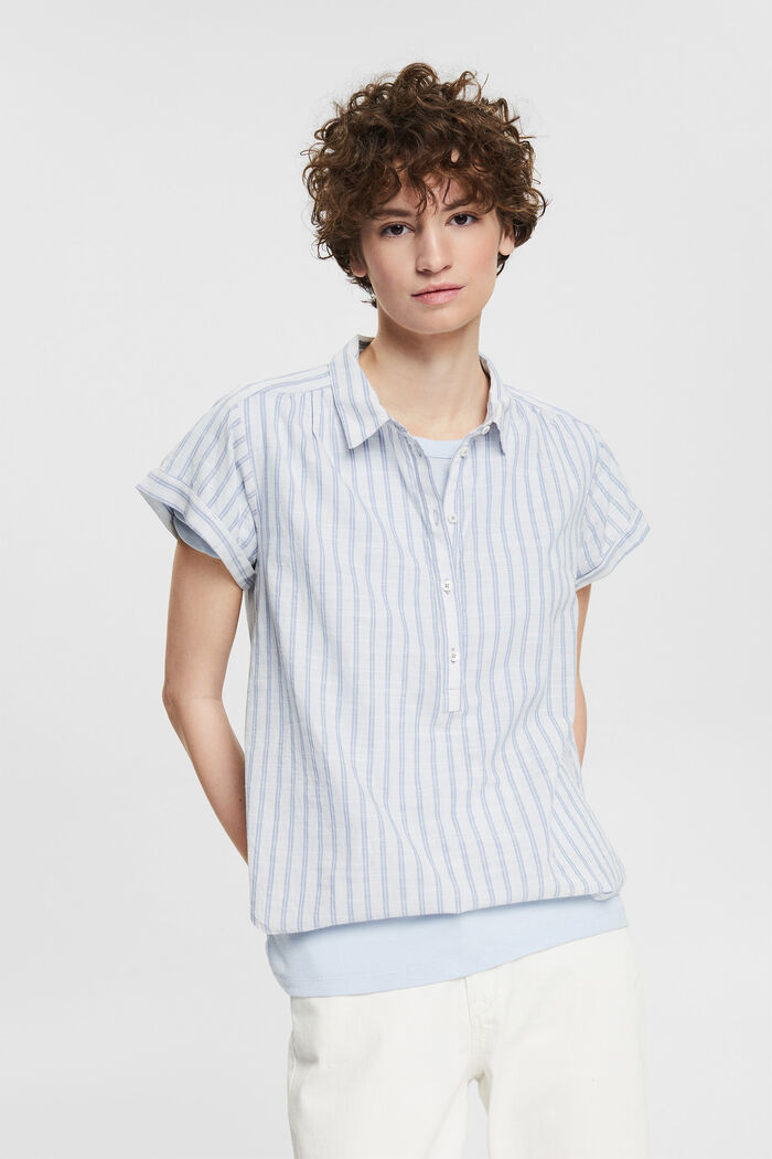 Geruite blouse met halflange knoopsluiting, OFF WHITE, detail image number 0