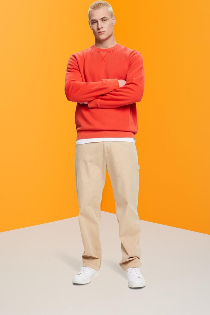 Effen sweatshirt met regular fit, RED, detail image number 5
