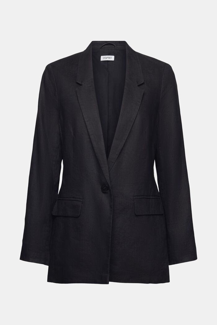 Linnen single-breasted blazer, BLACK, detail image number 6