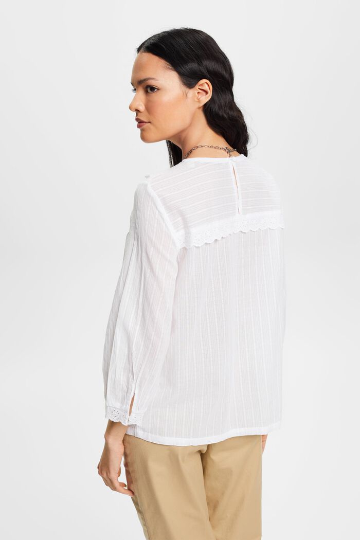 Kanten blouse met schulprandje, WHITE, detail image number 3