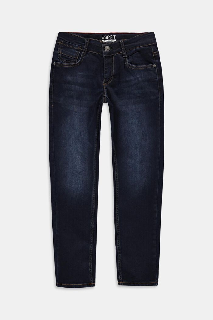 Jeans met verstelbare tailleband, BLUE DARK WASHED, detail image number 0