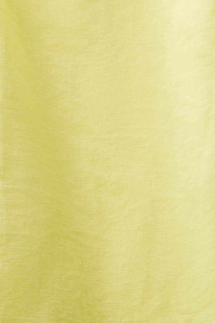 Mouwloze gesmokte blouse van linnen-katoen, PASTEL YELLOW, detail image number 5