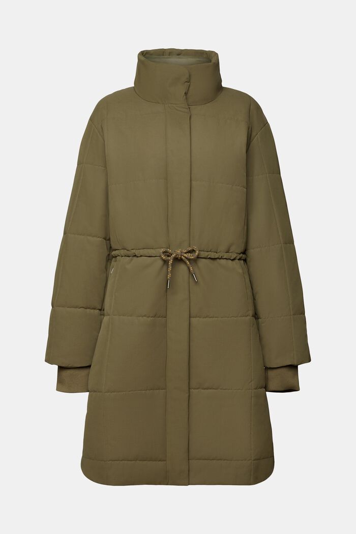 Gerecycled: gewatteerde mantel met voering van fleece, KHAKI GREEN, detail image number 6