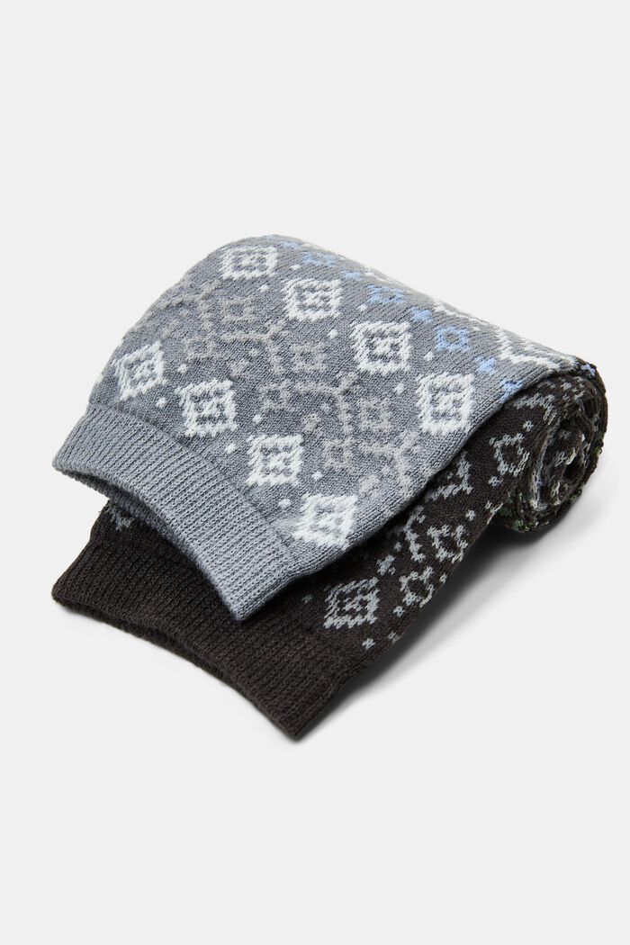Set van 2 paar Noorse sokken, organic cotton, GREY, detail image number 1