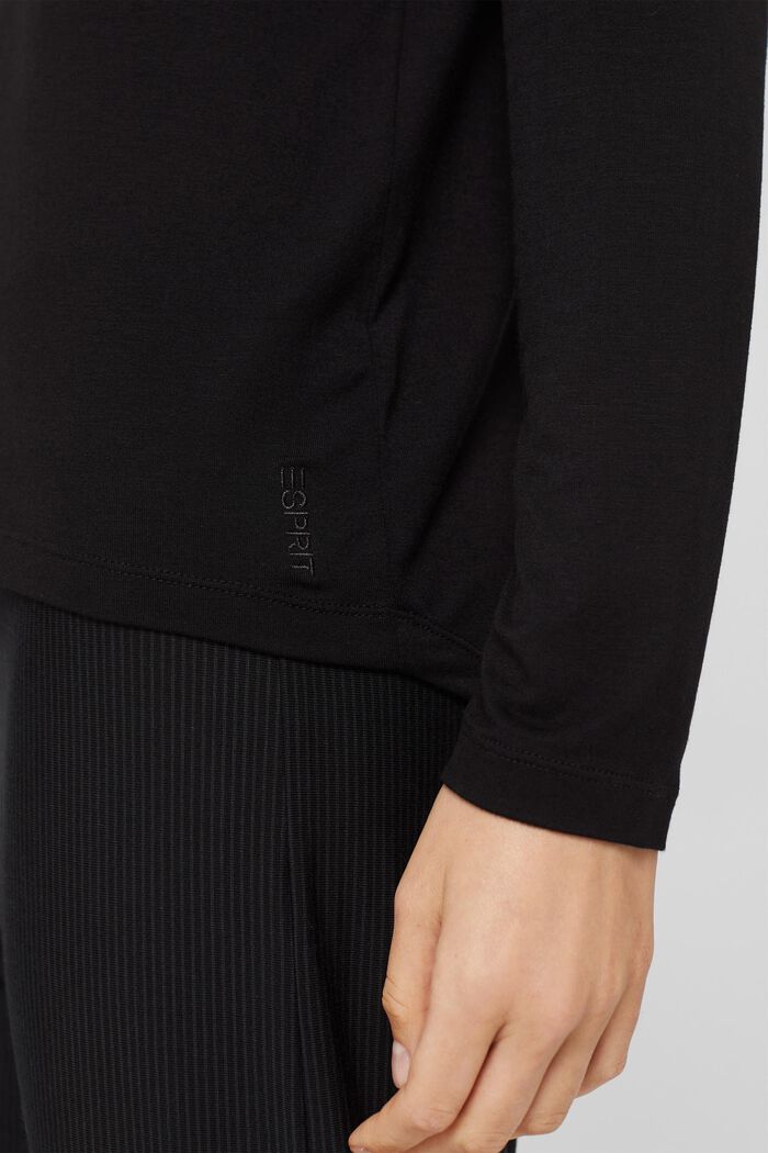 Pyjamashirt van LENZING™ ECOVERO™, BLACK, detail image number 3