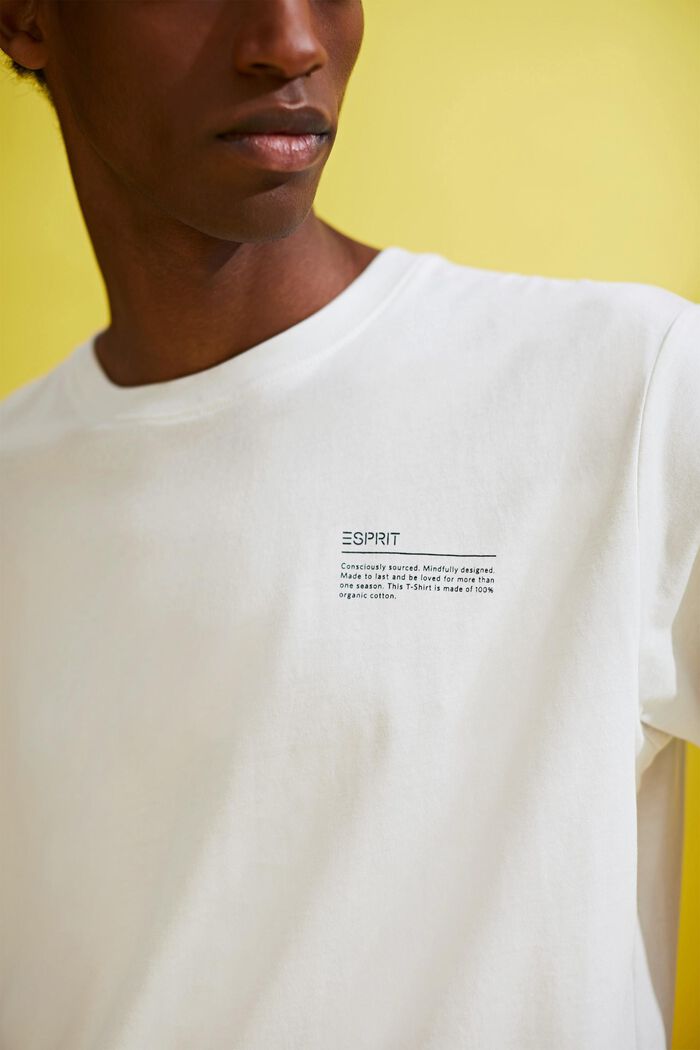 Jersey T-shirt met print, 100% biologisch katoen, OFF WHITE, detail image number 1