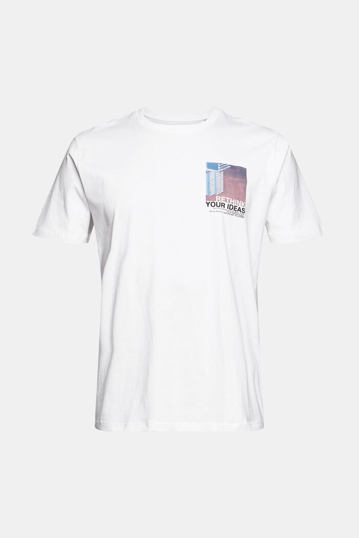 Jersey T-shirt met print, biologisch katoen, WHITE, detail image number 7