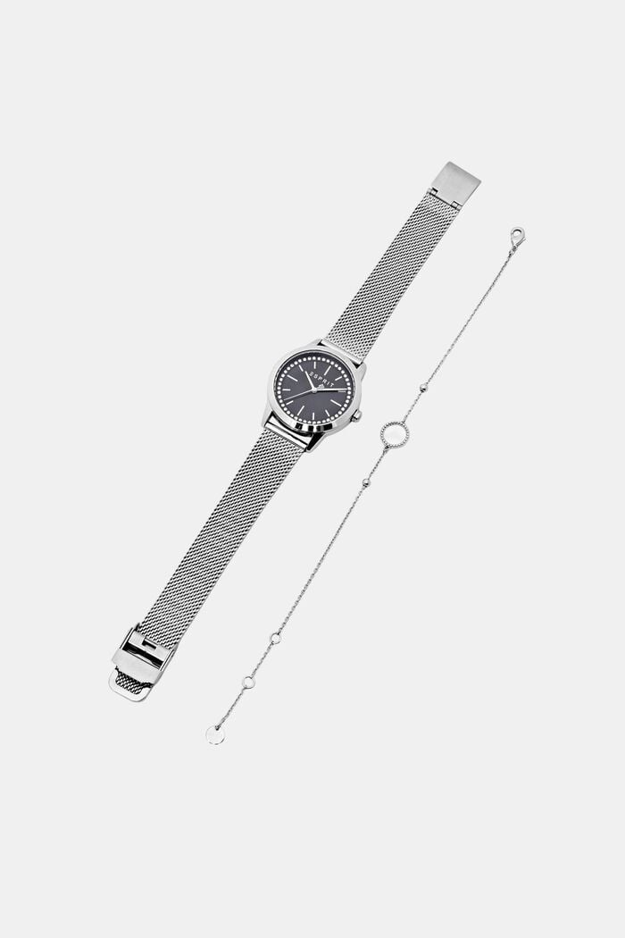 Set van horloge en armband met zirkonia, SILVER, detail image number 1