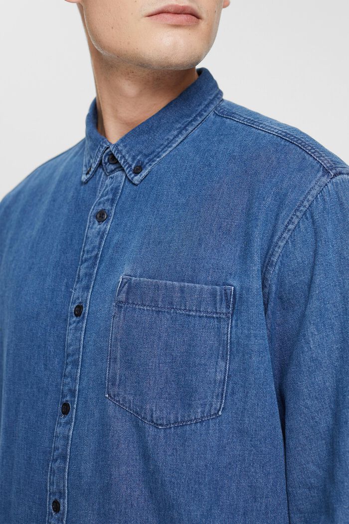 Denim overhemd met opgestikte zak, BLUE MEDIUM WASHED, detail image number 2