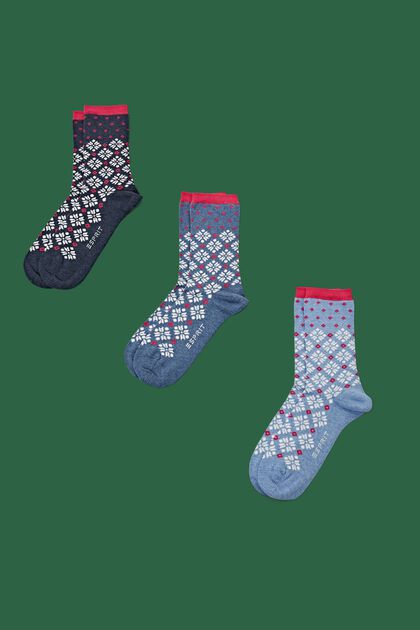 Set van 3 paar grofgebreide sokken, Noors patroon