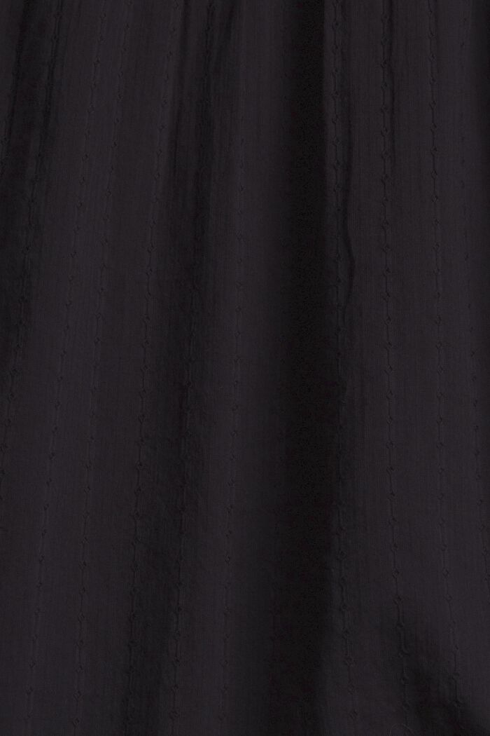 Blouse met korte mouwen en geweven motief, 100% katoen, BLACK, detail image number 4