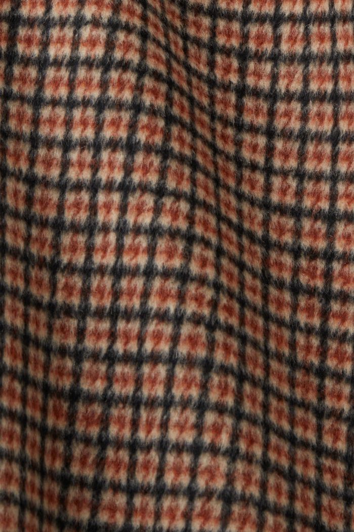 Geruite mantel van een wolmix, TERRACOTTA, detail image number 6
