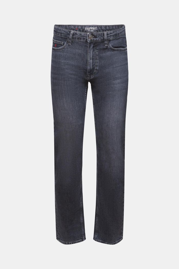 Mid-rise jeans met rechte pijpen, BLACK MEDIUM WASHED, detail image number 7