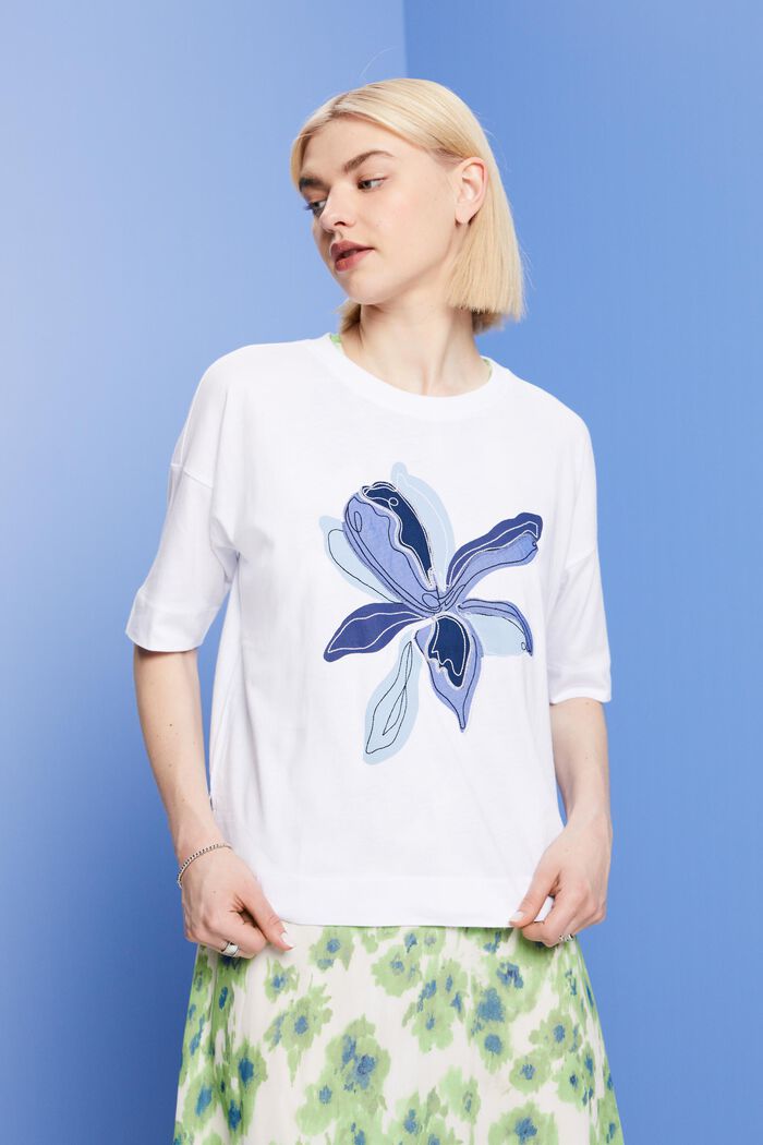 Oversized T-shirt met print, TENCEL™, WHITE, detail image number 0