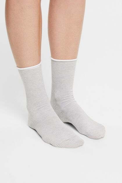 Gestreepte sokken met rolzoom, organic cotton