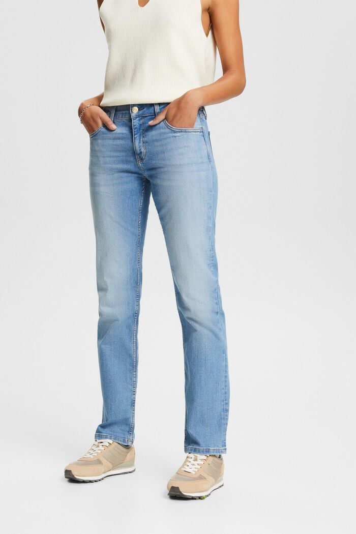 Jeans met middelhoge taille en rechte pijpen, BLUE LIGHT WASHED, detail image number 0