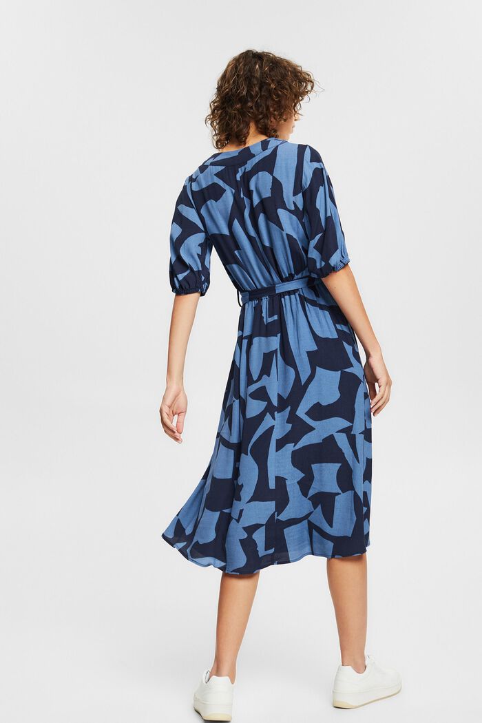 Midi-jurk met motief, LENZING™ ECOVERO™, GREY BLUE, detail image number 2