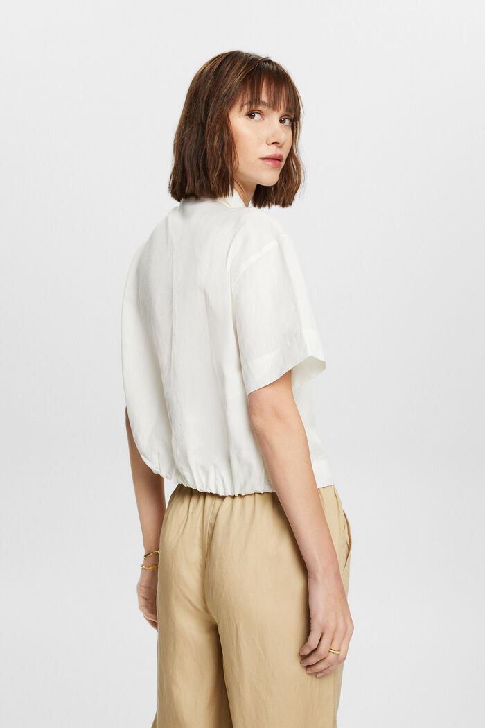 Cropped overhemdblouse, linnenmix, WHITE, detail image number 3