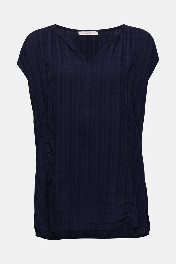 Gestructureerde blouse van LENZING™ ECOVERO™, NAVY, detail image number 0