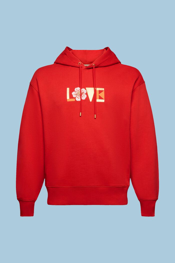 Uniseks oversized hoodie met print, DARK RED, detail image number 8