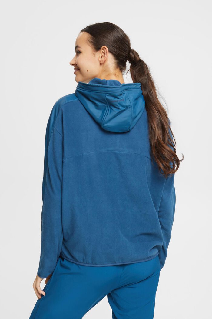 Fleece sweatshirt met capuchon, PETROL BLUE, detail image number 3