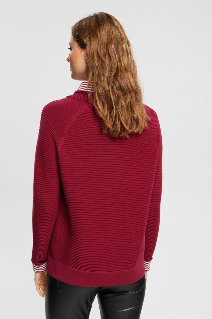 Gestructureerd trui met een hoge hals en tunnelkoordje, CHERRY RED, detail image number 3