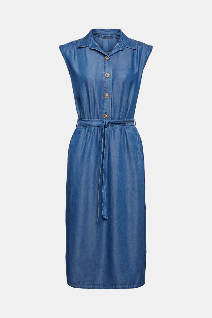 Van TENCEL™: jurk met denim look, BLUE MEDIUM WASHED, overview