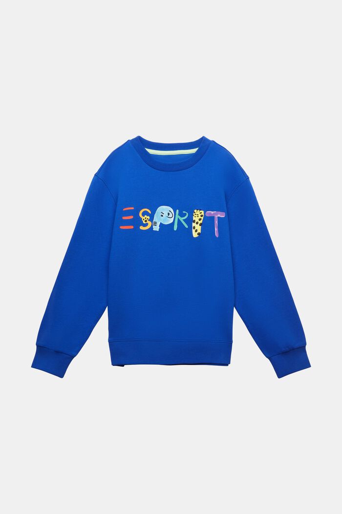 Sweatshirt met logo van katoen, BRIGHT BLUE, detail image number 1