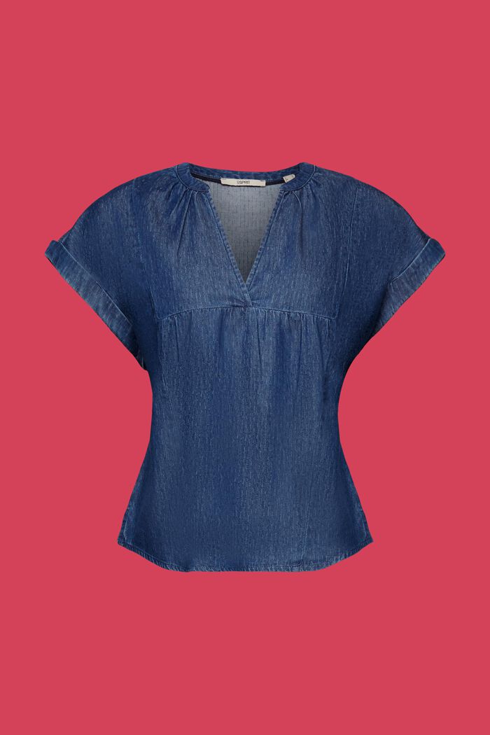 Lichte denim blouse, 100% katoen, BLUE MEDIUM WASHED, detail image number 6