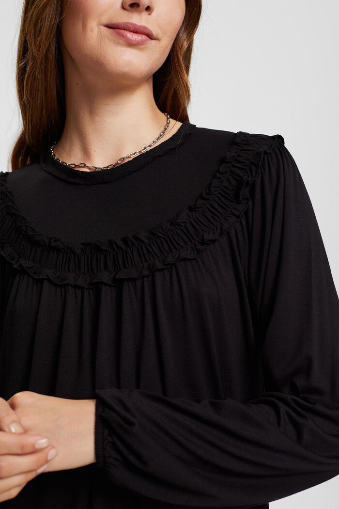Gebreide mini-jurk, LENZING™ ECOVERO™, BLACK, detail image number 2