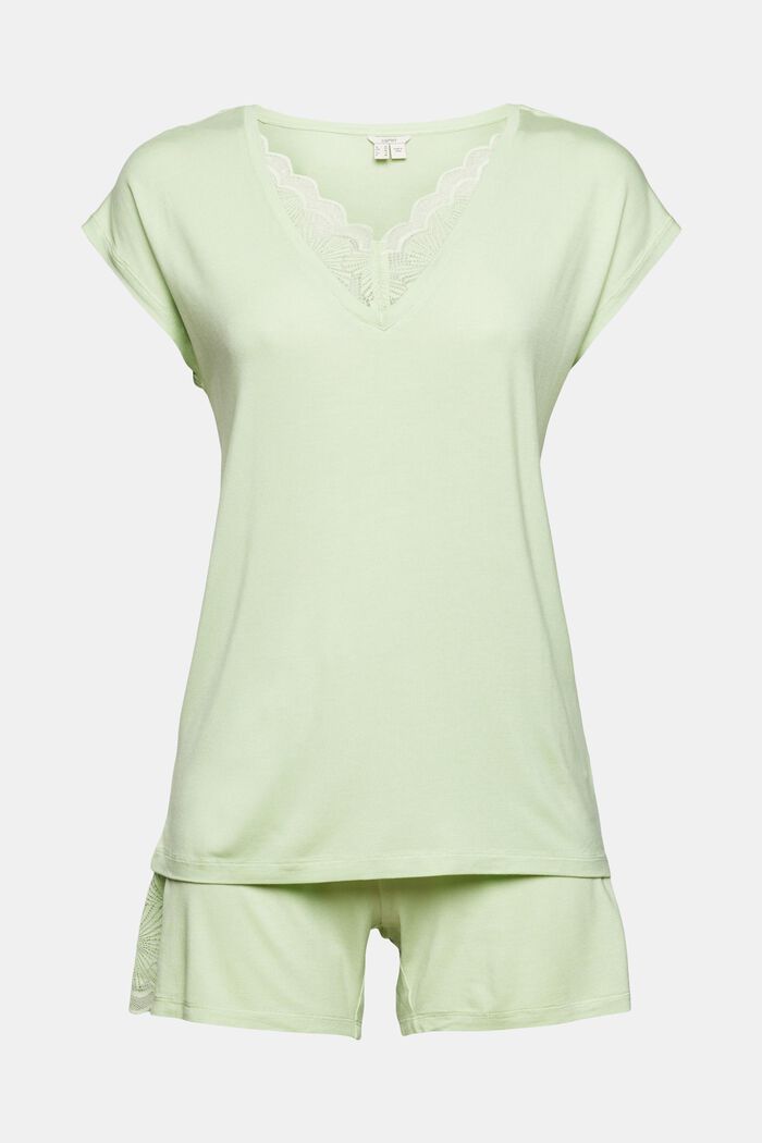 Pyjama met kanten details, LENZING™ ECOVERO™, LIGHT GREEN, detail image number 5