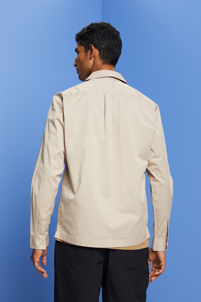 Katoenen overhemd met twee borstzakken, LIGHT TAUPE, detail image number 3