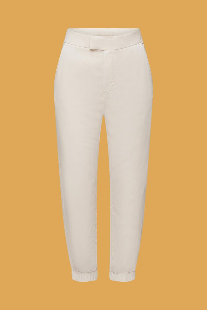 Sportieve twill broek met een hoge taille, LIGHT TAUPE, detail image number 5