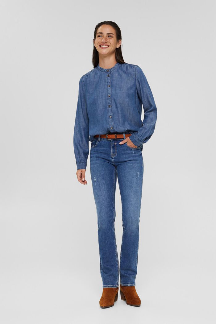Denim blouse van TENCEL™, BLUE DARK WASHED, detail image number 1