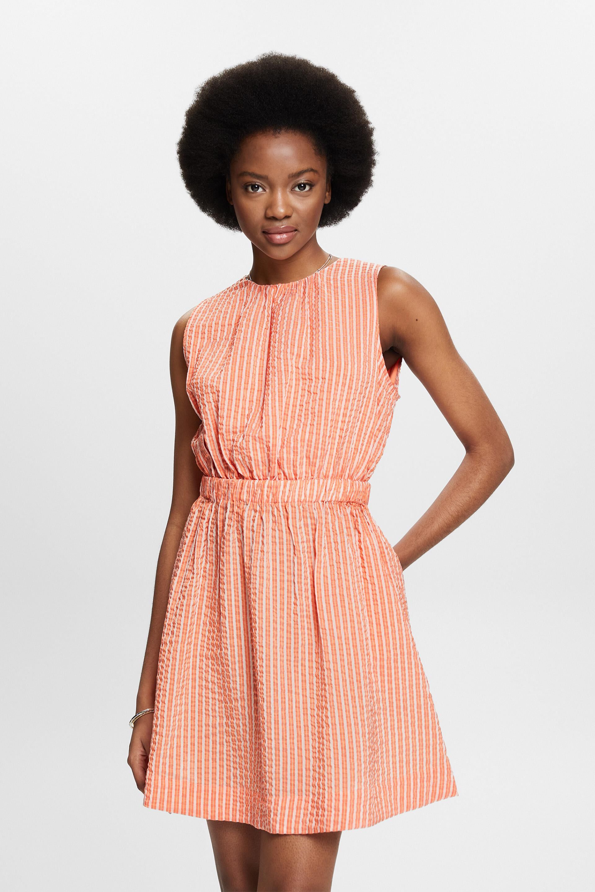 Oranje Mouwloze mini-jurk met open rug