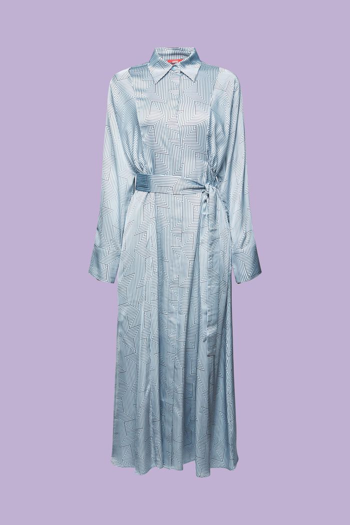 Charmeuse midi-jurk met ceintuur, LIGHT BLUE LAVENDER, detail image number 7
