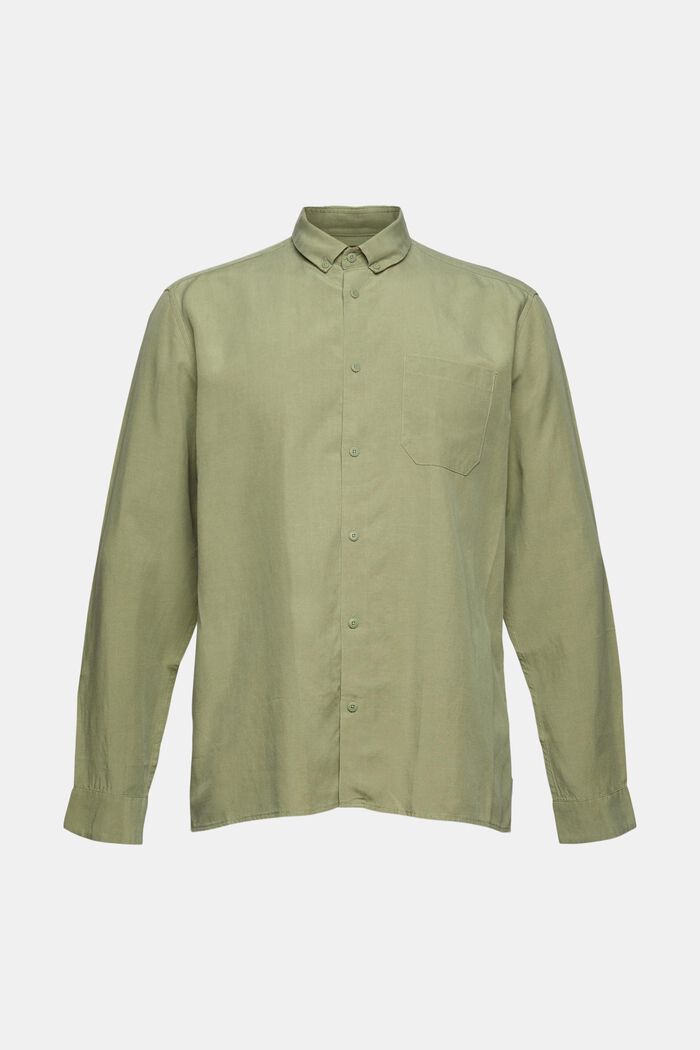 Met linnen: overhemd met buttondownkraag, LIGHT KHAKI, detail image number 5