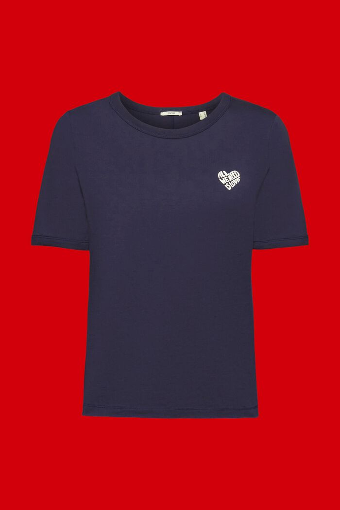 Katoenen T-shirt met hartvorming logo, NAVY, detail image number 6
