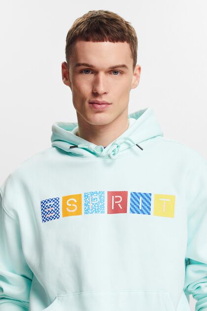 Sweatshirt van fleece met hoodie en logo
