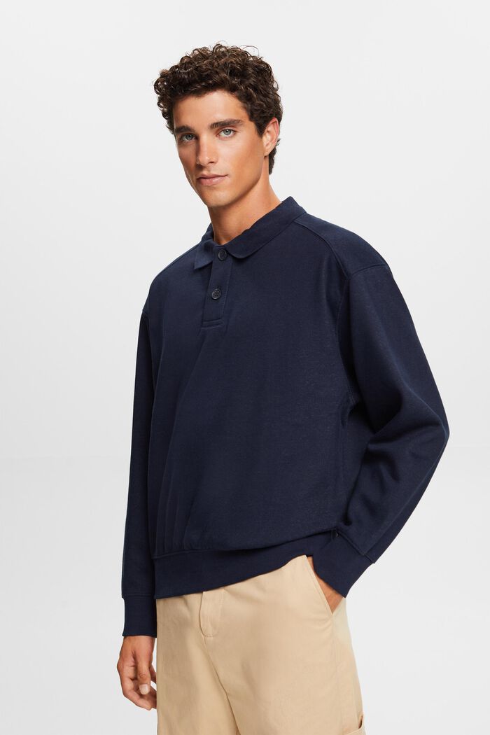 Polo-sweatshirt met lange mouwen, NAVY, detail image number 0