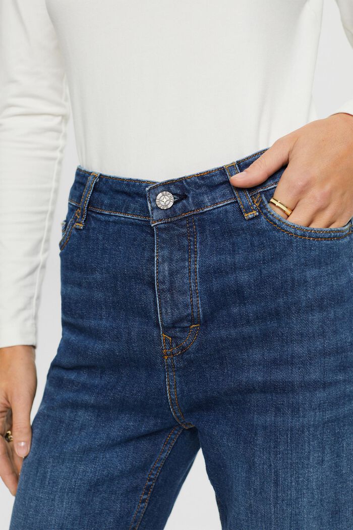 Straight jeans met retrolook en hoge taille, BLUE DARK WASHED, detail image number 2