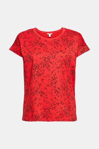 T-shirt met print, 100% katoen, RED, overview