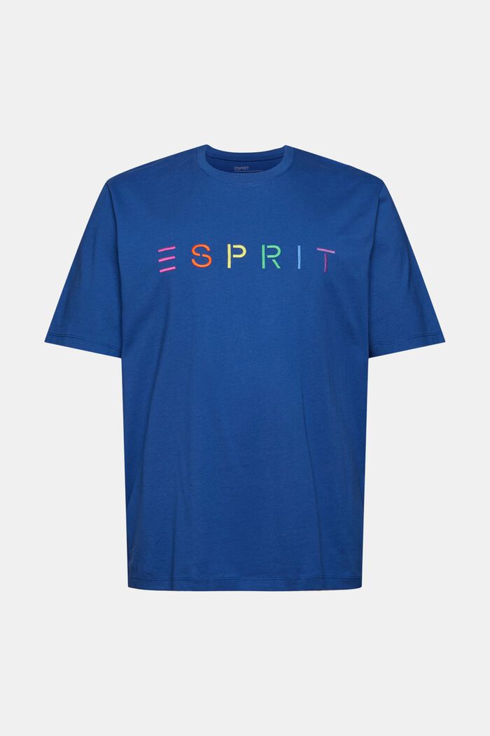 Jersey T-shirt met geborduurd logo, BRIGHT BLUE, overview
